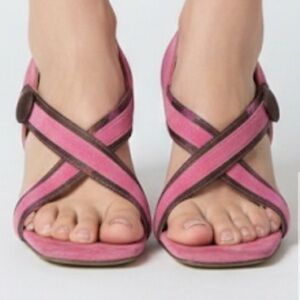 Emilio Pucci Pink and Brown Strappy Heels